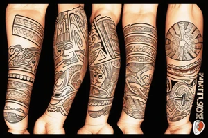A beach live tattoo with sun down in taino style tattoo idea