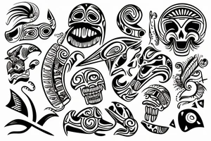 A beach live tattoo with sun down in taino style tattoo idea