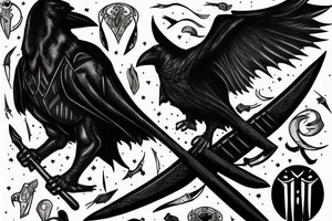 Dark Knight with a Sword on a Full Moon with a Raven tattoo idea