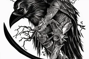 Dark Knight with a Sword on a Full Moon with a Raven tattoo idea