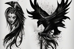 Dark Knight with a Sword on a Full Moon with a Raven tattoo idea