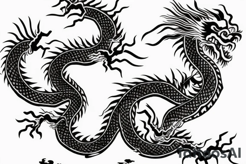 Chinese dragon wrapped around a stack of books tattoo idea