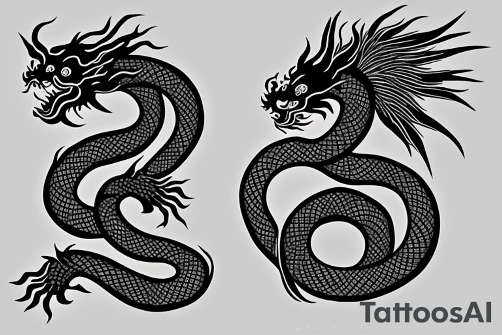 Chinese dragon wrapped around a stack of books tattoo idea