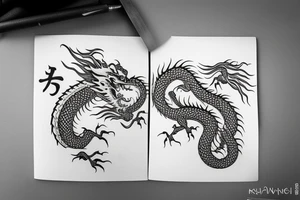 Chinese dragon wrapped around a stack of books tattoo idea