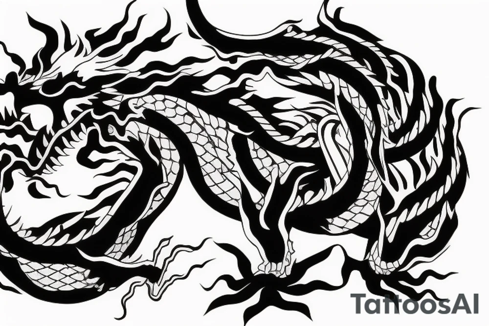 Chinese dragon wrapped around a stack of books tattoo idea