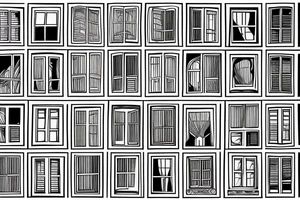 a wall of windows with different views outside every window tattoo idea