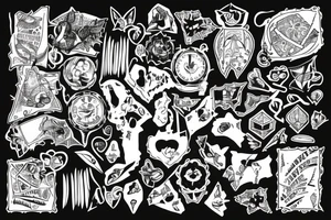 art museum wall with hidden messages tattoo idea