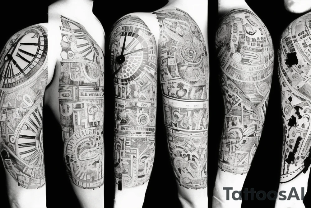 wall of clocks at 4:44 tattoo idea