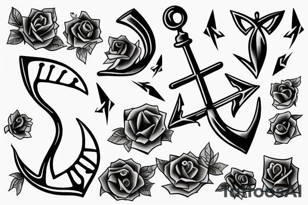hourglass anchor tattoo idea