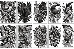 Crow bird flower tattoo idea