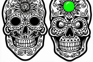 sleeve, sugar skull with lime eyes, third eye tattoo idea