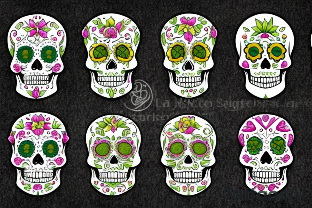 half lime sugar skull tattoo idea