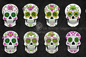 half lime sugar skull tattoo idea