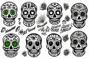 half lime sugar skull tattoo idea