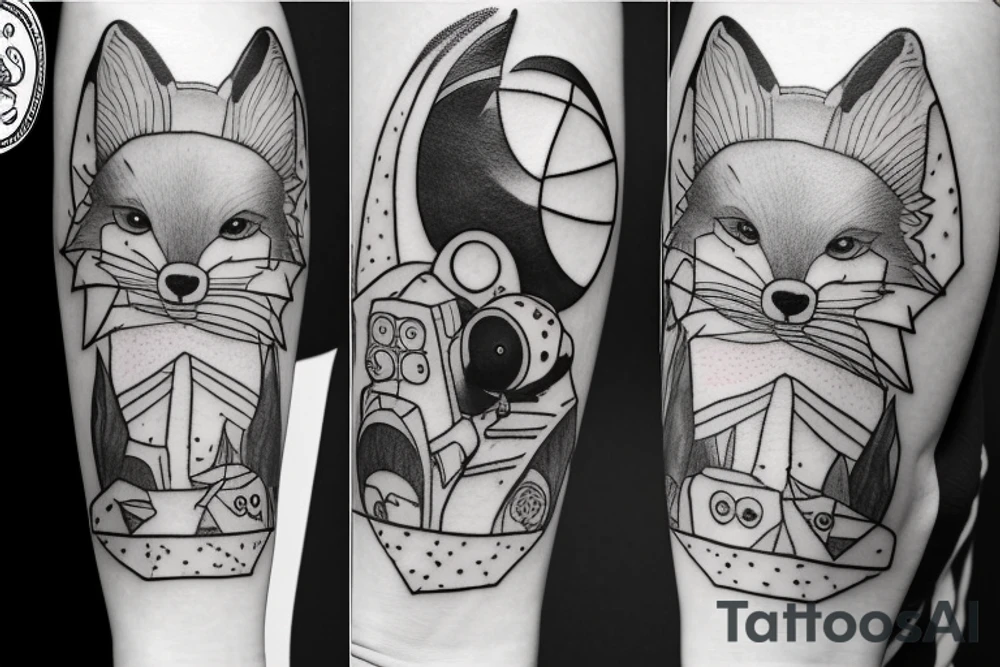 The Little Prince styled tattoo with a boy and his fox and something space related tattoo idea
