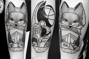 The Little Prince styled tattoo with a boy and his fox and something space related tattoo idea