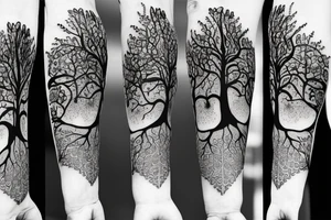 Tree of life, Forrest and Lion half arm sleeve tattoo idea