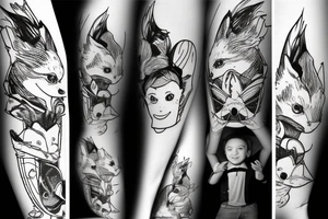 The Little Prince styled with a boy and his fox and something space-related and make it manly tattoo idea