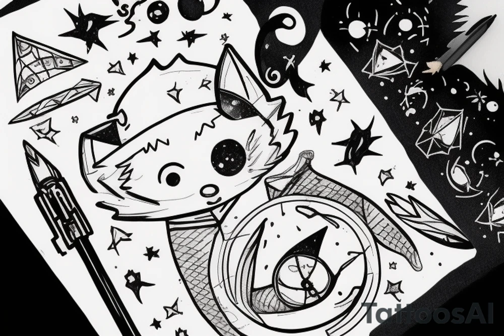 The Little Prince styled with a boy and his fox and something space-related and make it manly tattoo idea