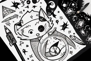 The Little Prince styled with a boy and his fox and something space-related and make it manly tattoo idea
