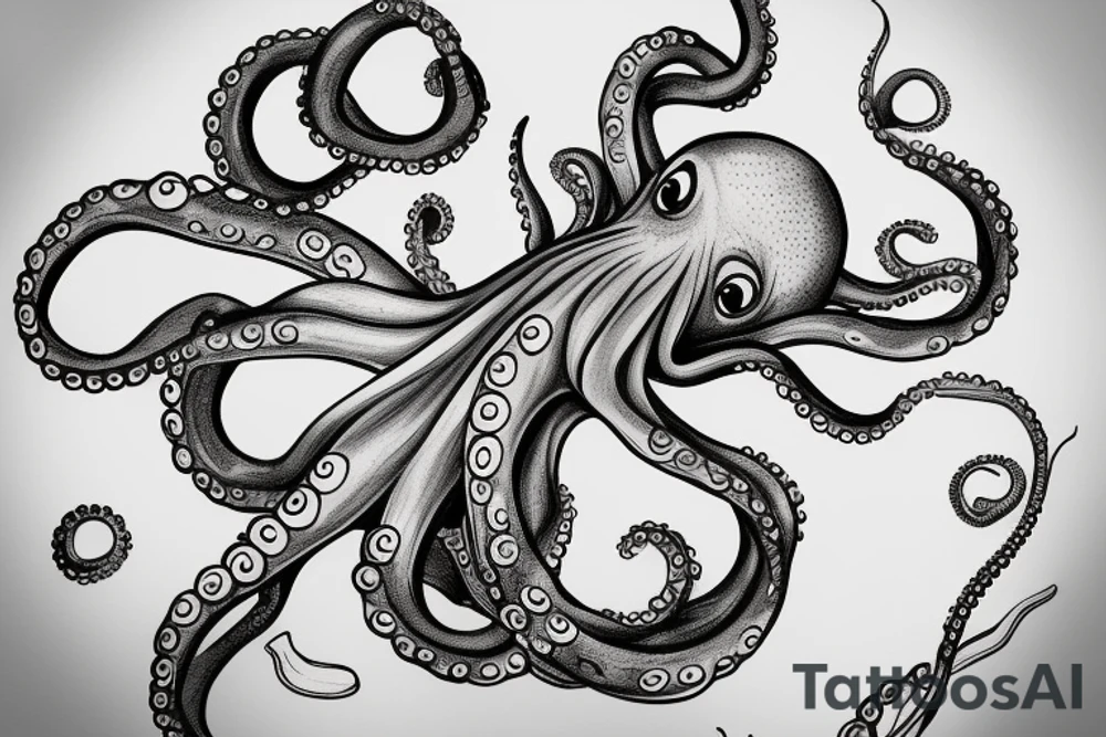 octopus on thigh tattoo idea