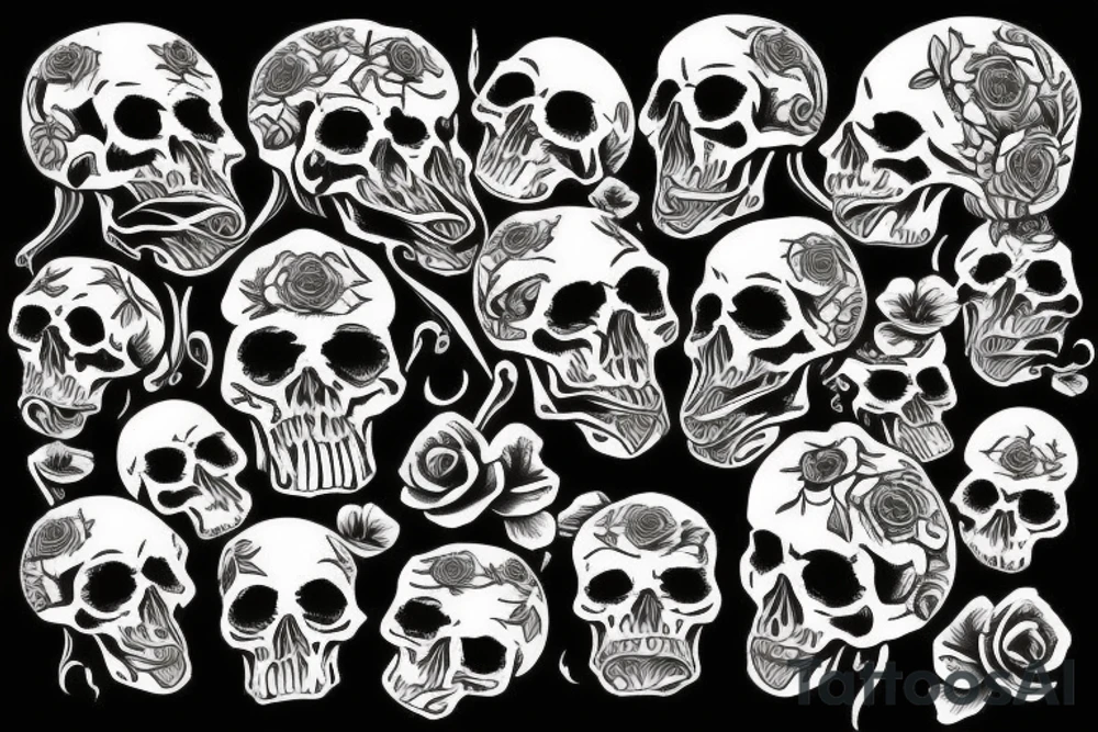 lots of skulls tattoo idea