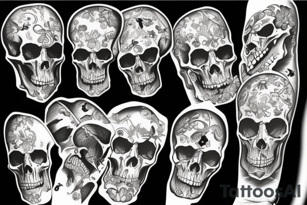lots of skulls tattoo idea