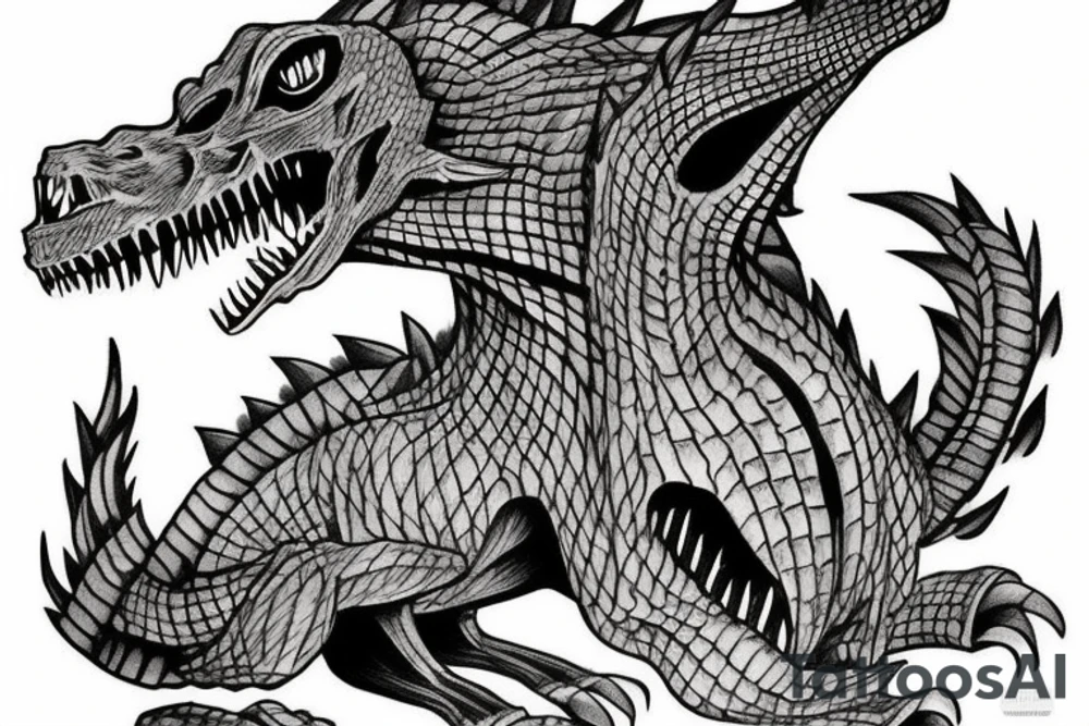 Godzilla skeleton tattoo idea