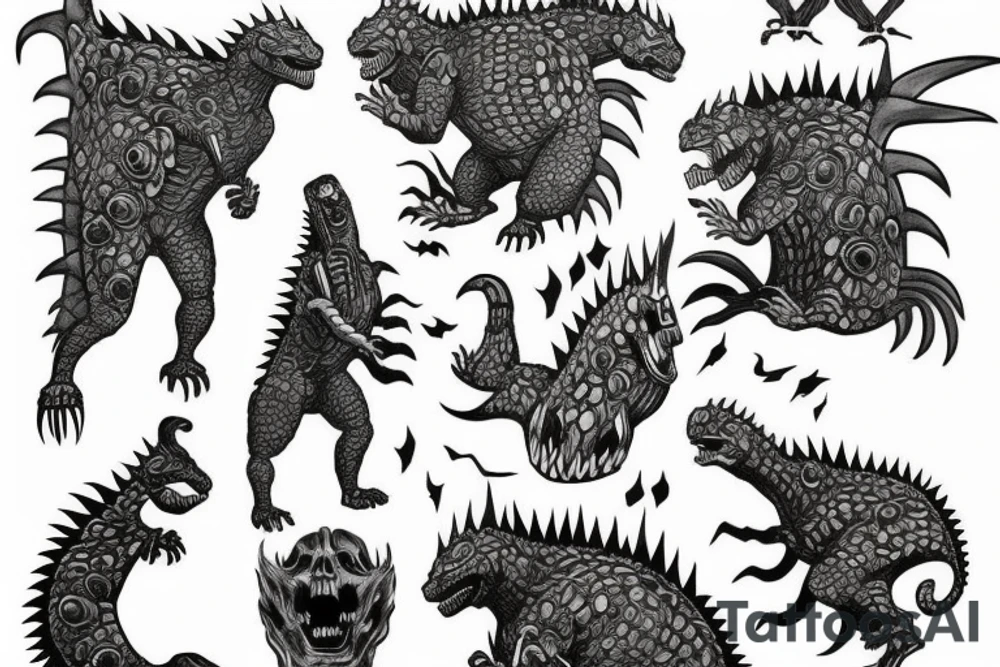 Godzilla skeleton tattoo idea