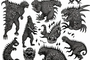 Godzilla skeleton tattoo idea