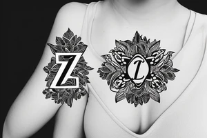 Typography letter Z with flower tattoo idea