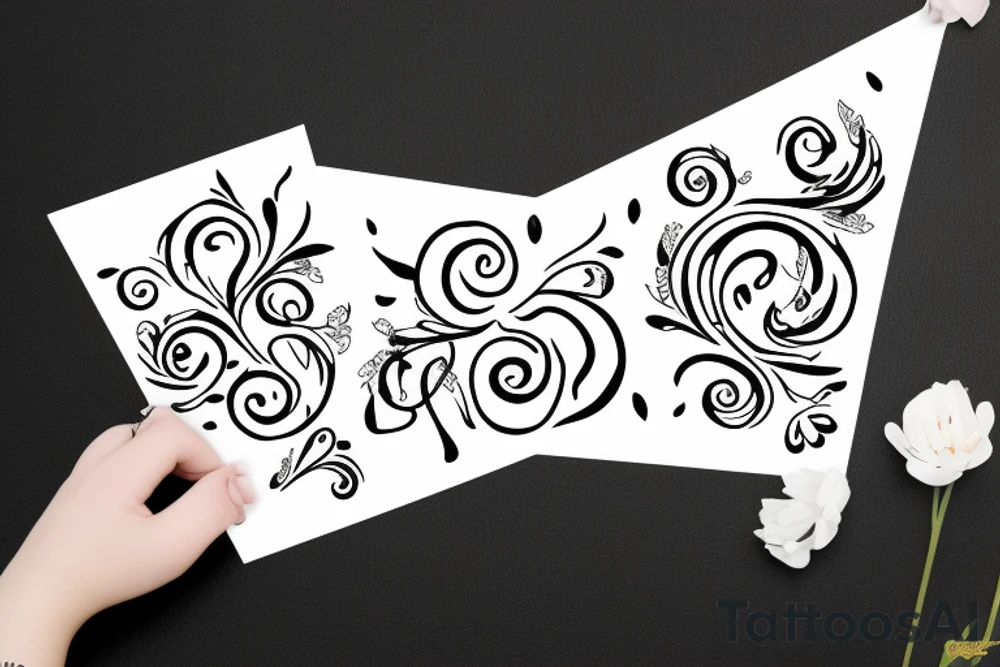 Typography letter Z with flower tattoo idea