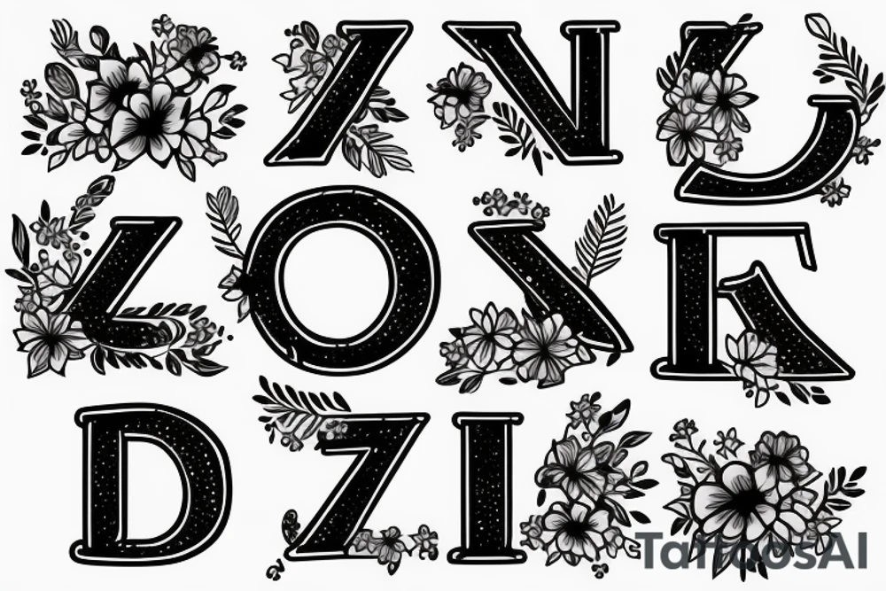 Typography letter Z with flower tattoo idea