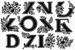 Typography letter Z with flower tattoo idea