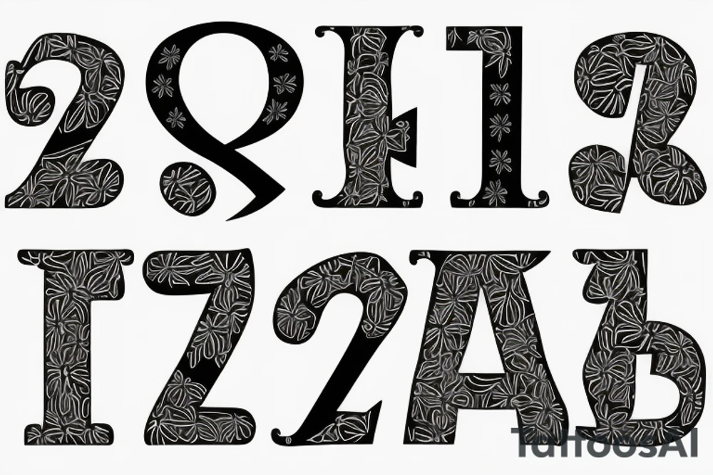 Typography letter Z with flower tattoo idea