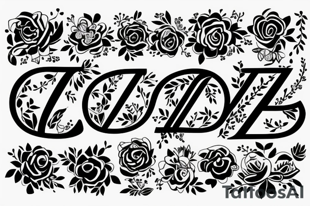 Typography letter Z with flower tattoo idea