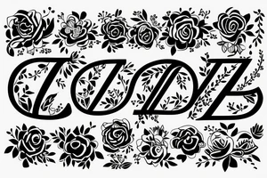 Typography letter Z with flower tattoo idea