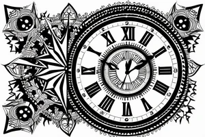 Clock with a star at the 12:00, 10:00, 2:00. tattoo idea