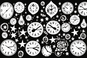Clock with a star at the 12:00, 10:00, 2:00. tattoo idea
