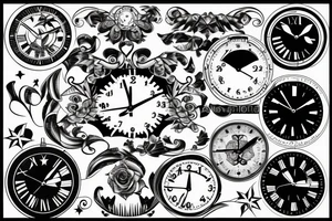 Clock with a star at the 12:00, 10:00, 2:00. tattoo idea