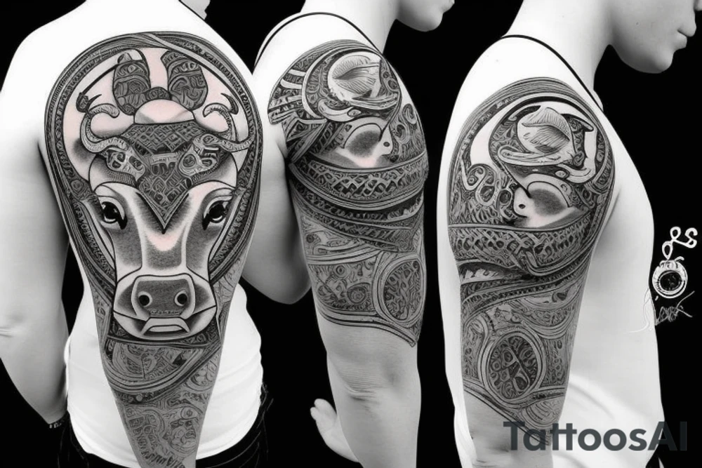 Bull head with no horns tattoo idea