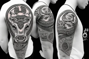 Bull head with no horns tattoo idea