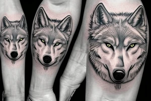 forearm, white realistic wolf, wind rose tattoo idea