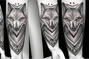 forearm, white realistic wolf, wind rose tattoo idea