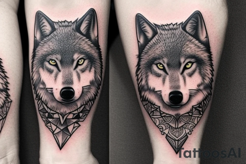 forearm, serious wolf, wind rose tattoo idea