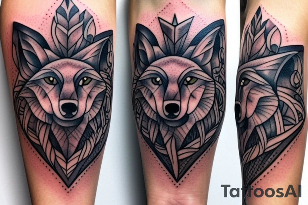 forearm, serious wolf, wind rose tattoo idea