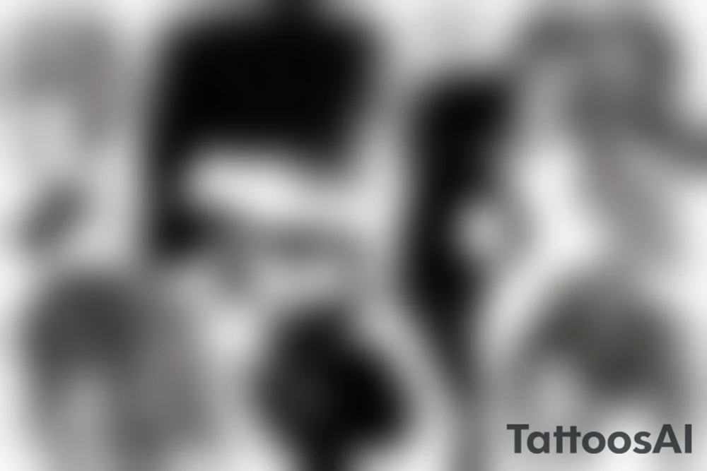 Silhouette of woman with crazy hair tattoo idea