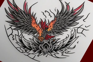 Phoenix from the ashes for my rib arch in red and yellow tattoo idea