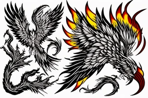 Phoenix from the ashes for my rib arch in red and yellow tattoo idea