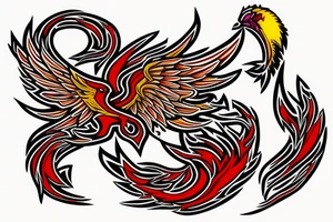 Phoenix from the ashes for my rib arch in red and yellow tattoo idea